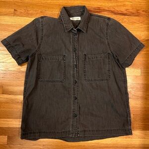 Distressed Denim Short Sleeve Shirt